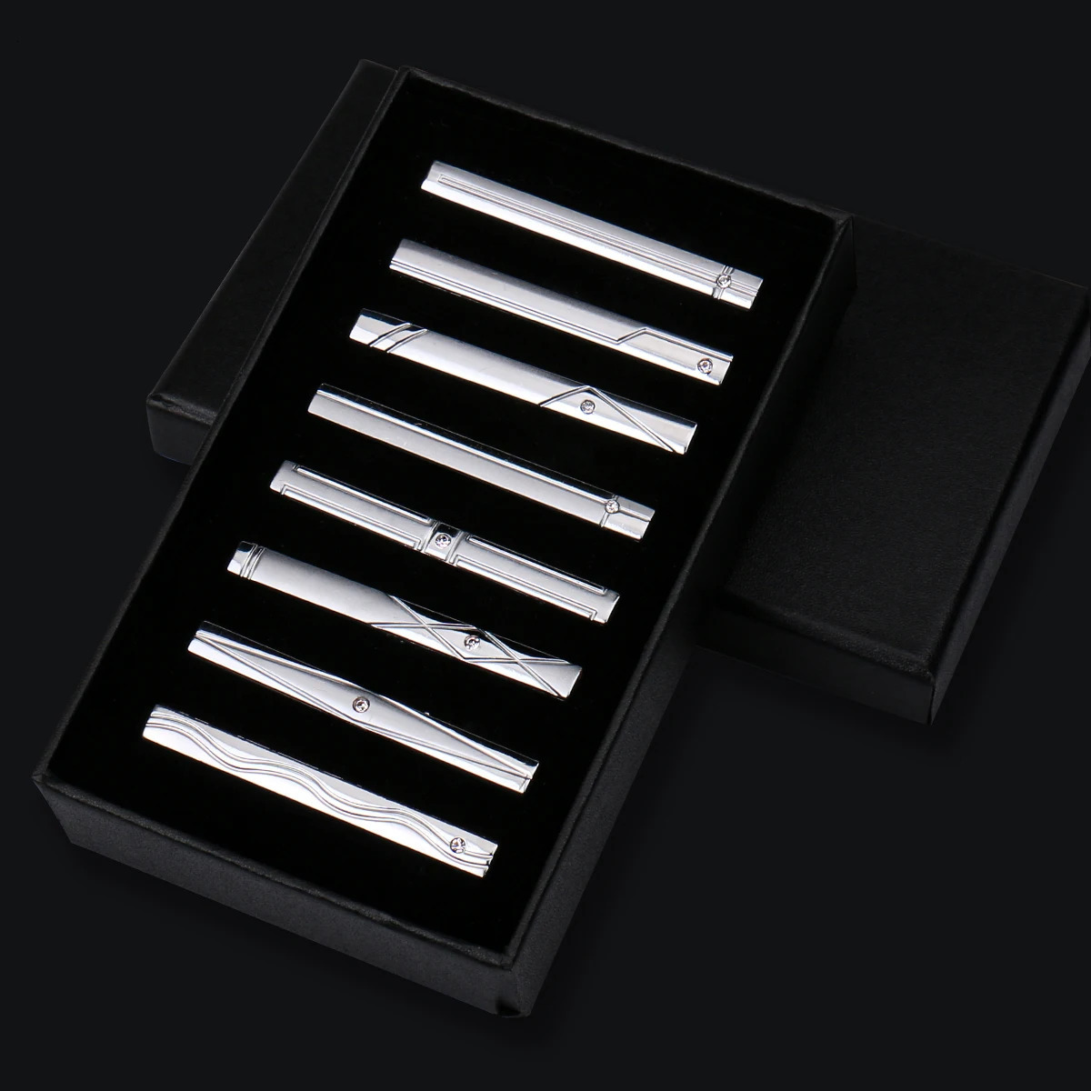 8pc Metal Tie Clip Set With Box For Man Business Wedding Guest Gift Necktie Pin Jewelry Gifts Sets 250715