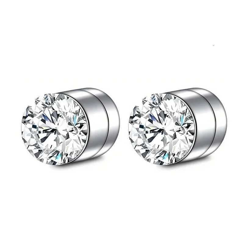 1 Pair Crystal Strong Magnetic Ear Stud Clip Earrings for Men Women Punk Round Zircon Magnet Earrings Non Piercing Jewelry XJ250718