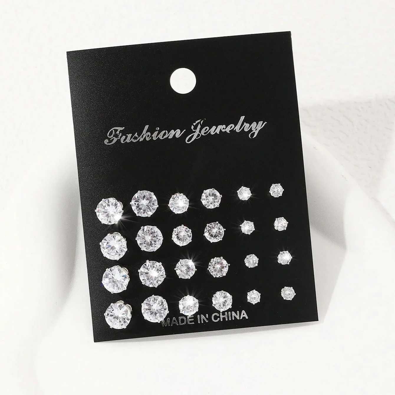 12 Pairs of Luxurious Simple Shiny and Caring Zirconia Decorative Earrings are Suitable for Gifts to Parties and CouplesXJ250718