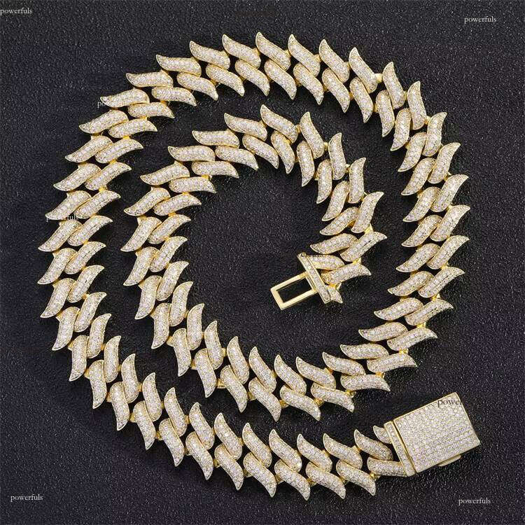 14k Gold Plated 12mm Silicon Stone Sterling Sier Cuban Chain Necklace Hip Hop Style Boutique Jewelry