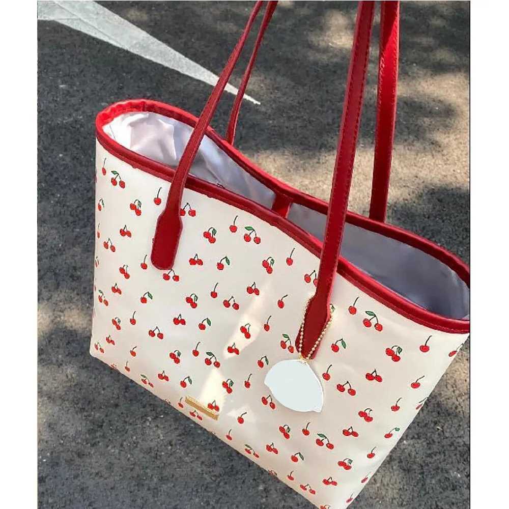 Fashion Cherry Popular Cute Cartoon Women Shoulder Bag New Trend Large Capacity Commuter Bag Student Laptop Bag Handbag Y250719
