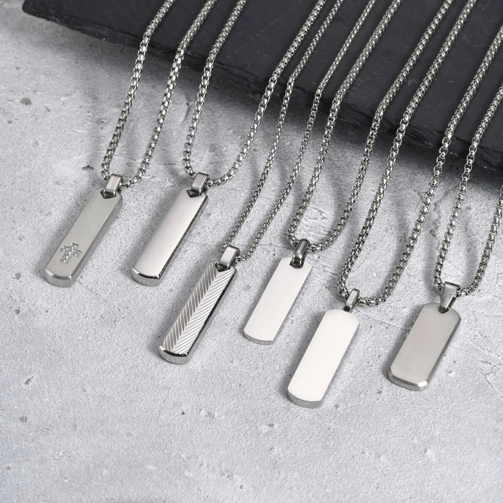 Vnox Mens Silver Color Bar Necklaces Geetric Stainss Steel Pendant with Box Chain Minimalst Metal Jewelry Gift for Him W250718