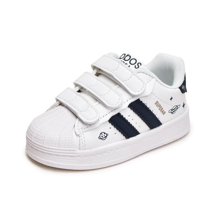 kid's Fashion Board Shoes Casual Shell Head Boys and Girls' Sports Shoes Versatile Soft Bottom Children's Shoes White Black Blue Pink S