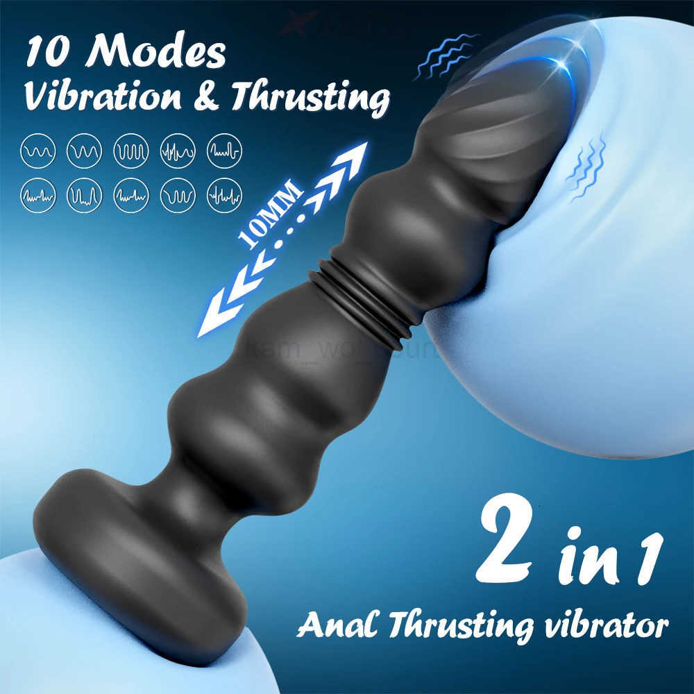 Thrusting Anal Beads for Men Prostate Massager Women Butt Plug Anal Vibrator Anal Balls Soft Silicone Masturbator Adult Sex Toy M250719