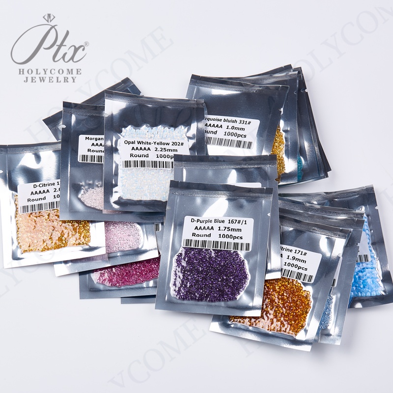 1000pcs/bag 1.1mm Color Round Brilliant Cut High Quality Synthetic Nano Stone for Wax Casting Heat Resistance Loose Gemstone Jewelry DIY