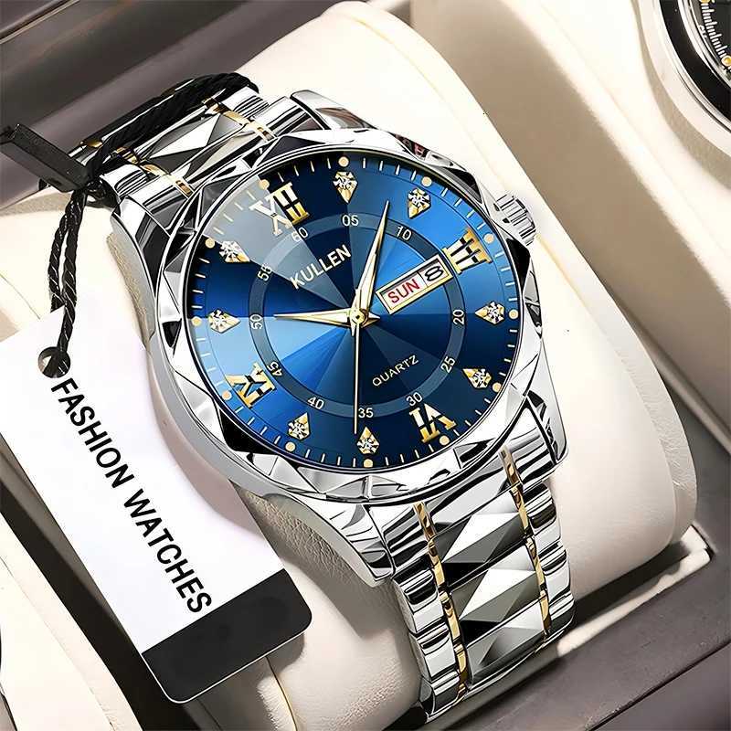 New Luxury Mens Watch Business Roman Numerals Dual Calendar Fashion Student Youth Quartz Watch W250718