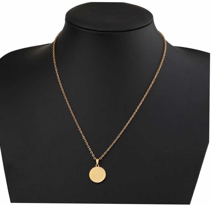 10Pcs 45cm 50cm 60cm Custom Name Round Disc Pendant Necklace Mirror Polish Stainless Steel Chain Necklace For Women W250718