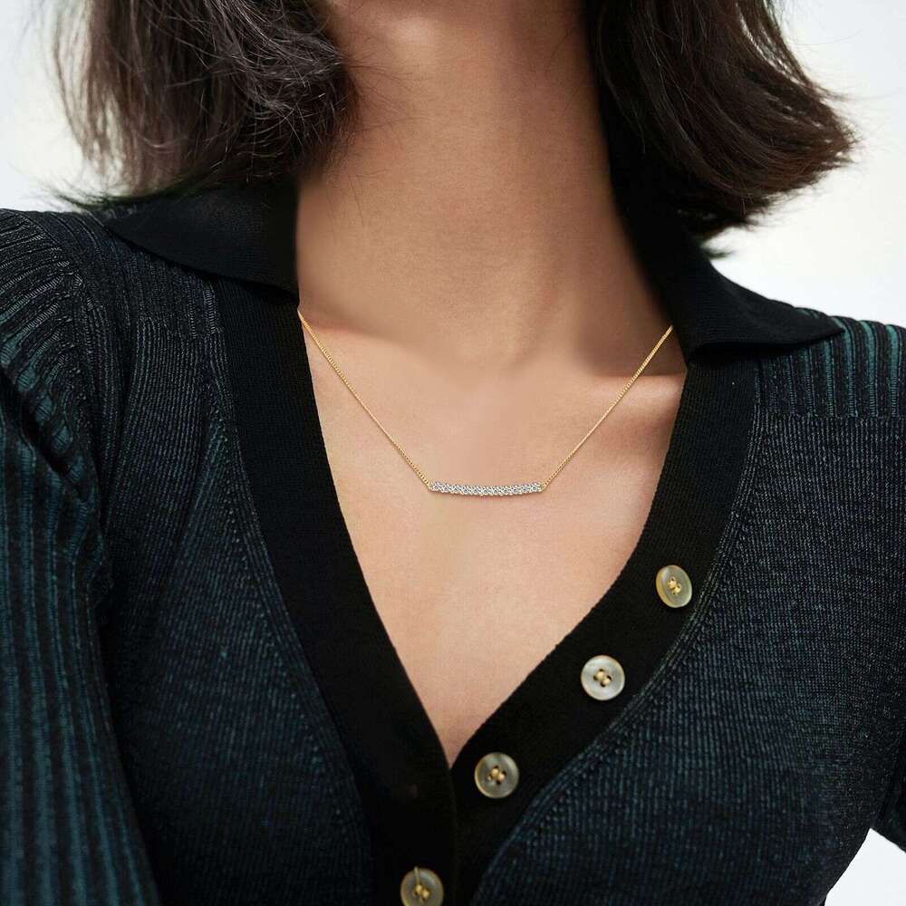 Fashion Design Sense Light Smile Necklace Moissanite Sterling Sier Gold-Plated Row Dia Pendant New Model