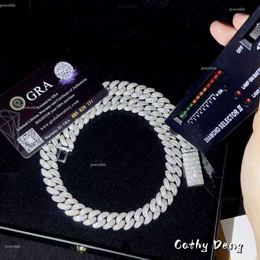 High Quality Classic Moissanite Hip hop Jewelry 13mm Solid Sier Miami Cuban k Chain Iced Out Custom Pendant Necklace