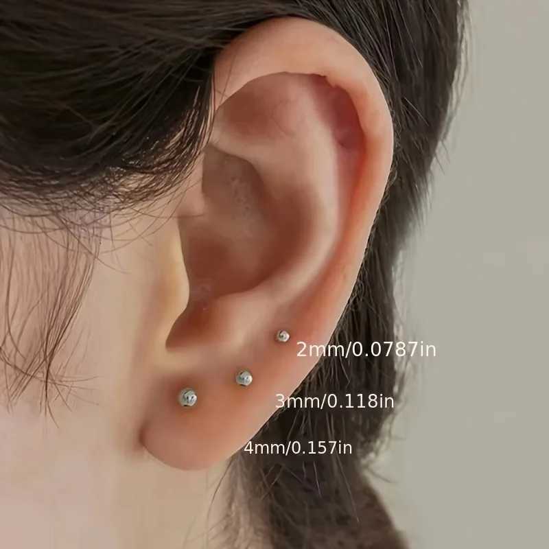 3 Pairs Fashion Style Stainless Steel Round Ball Stud Earrings For Women Men Classic Style Daily Earring Wear Jewelry Gifts XJ250718