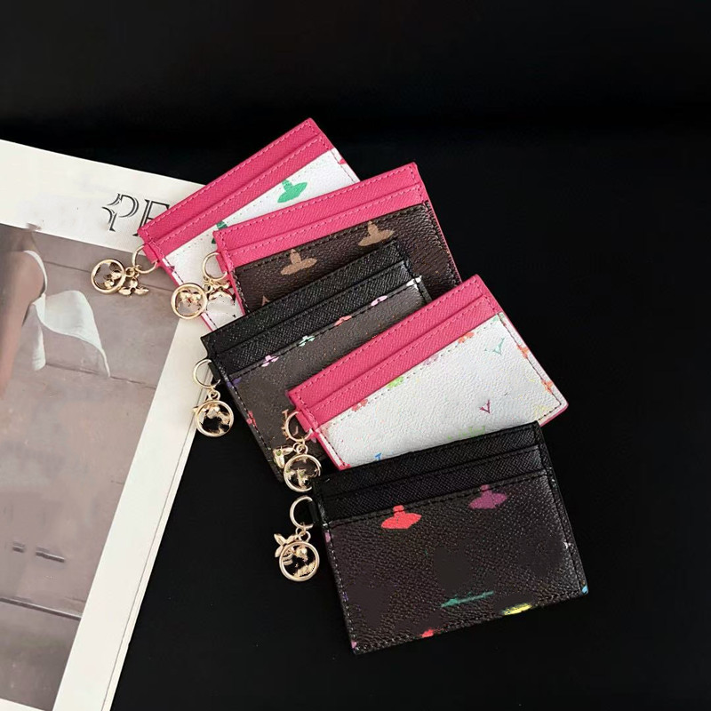 Genuine Leather murakami Monogram Charms Card Holder Designer Wallets Luxury Fashion Coin Purses Cardholder Key Pouch Women Mens Bag Wallet bag Charm