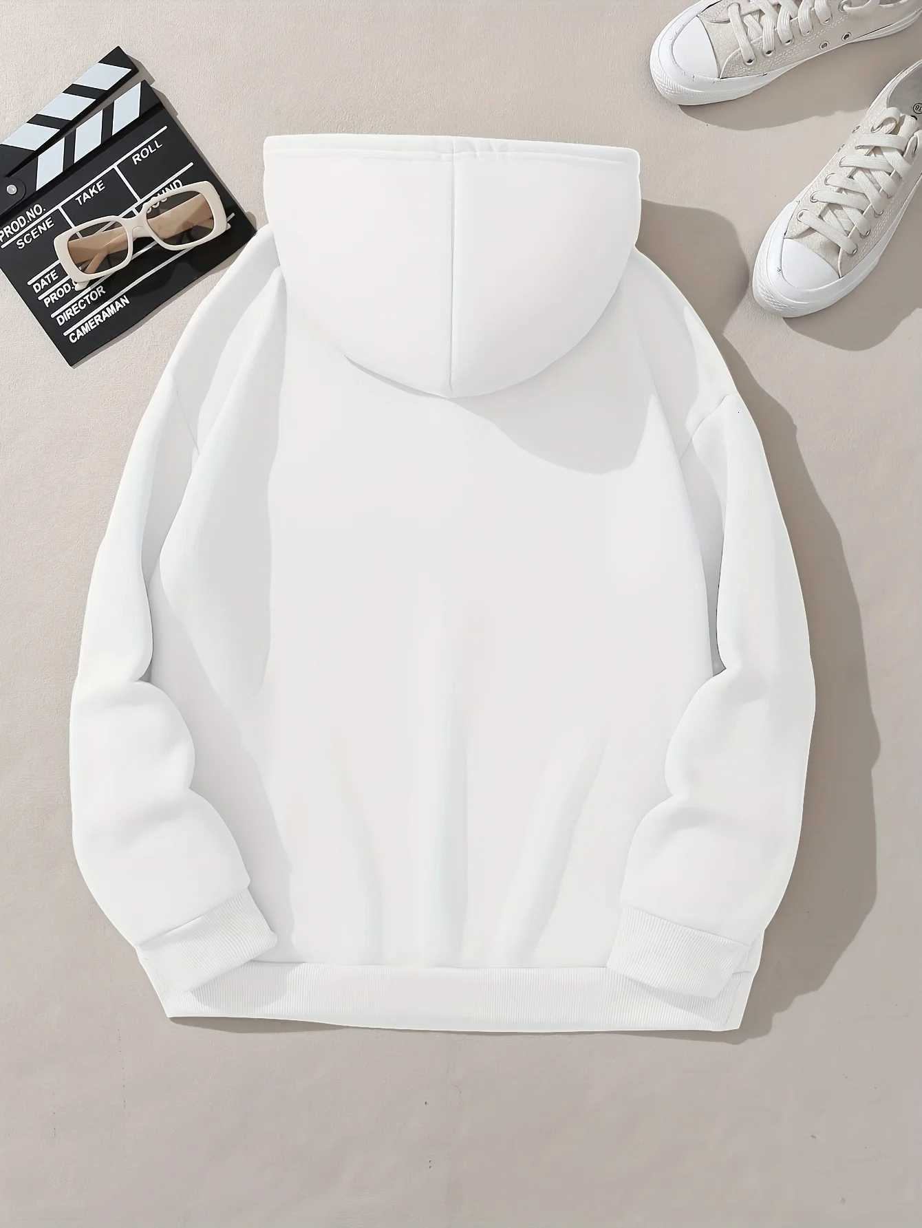 Womens autumn and winter fashion casual sports loose London print fleece warm long sleeved pocket hooded sweatshirt Z250719