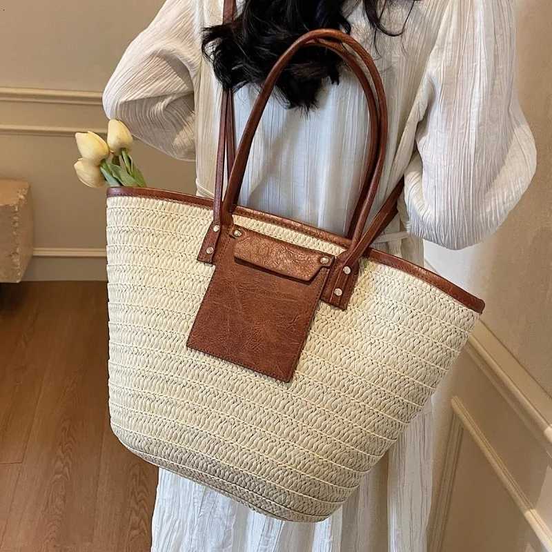 Summer Str Shoulder Bag Women Hanabags Fashion Woven Crossbody Bags Large Capacity Totes 4 Shoulder Strap Travel Beach Bags Y250719