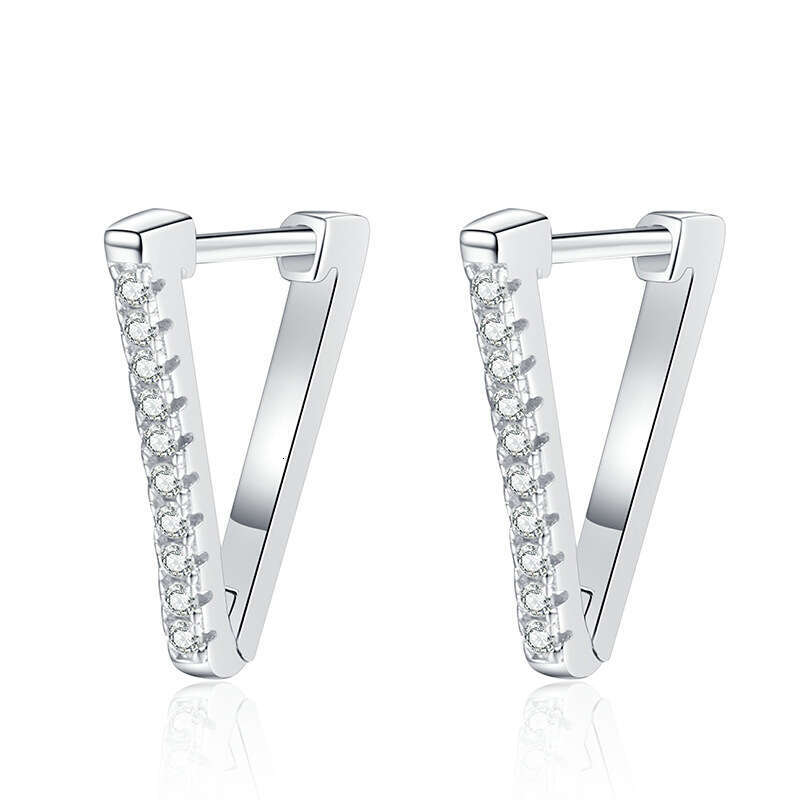 Weizi Full Dia Sterling Sier Light Fashion Simple V-shaped Moissanite Stud Earrings for Women 2af