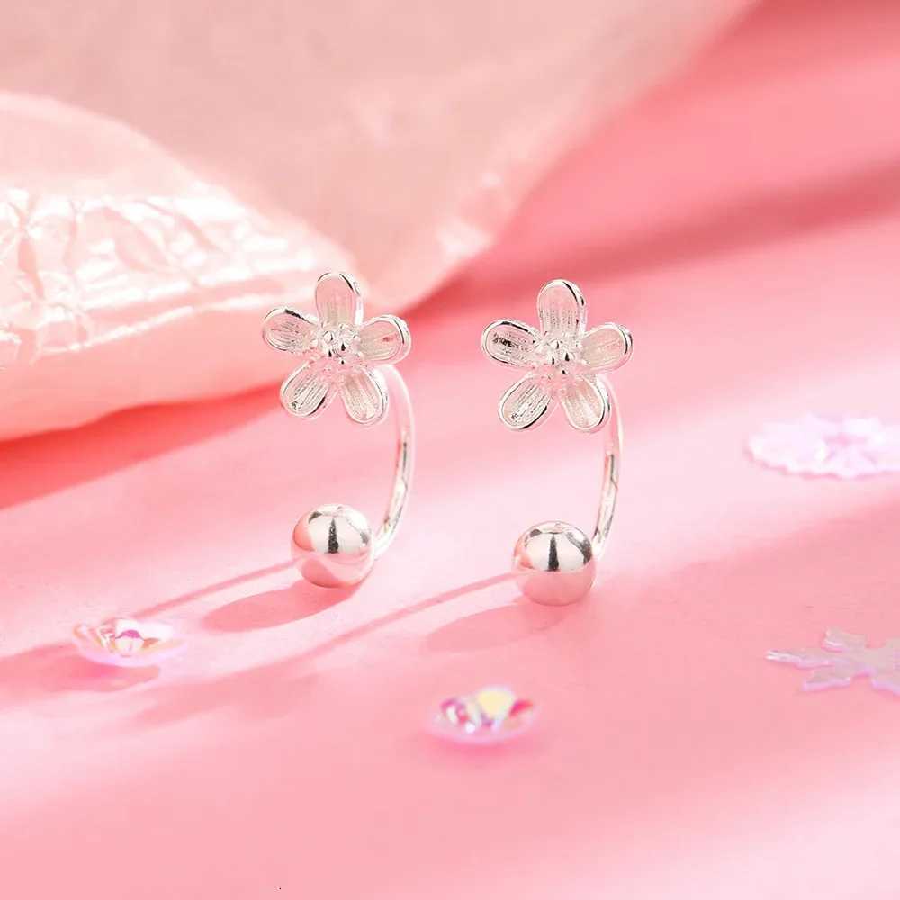 925 Sterling Silver Minimalist Flower Stud Earrings for Women Cute Plant Fine Jewelry Piercing Screw Bead Accessories XJ250718