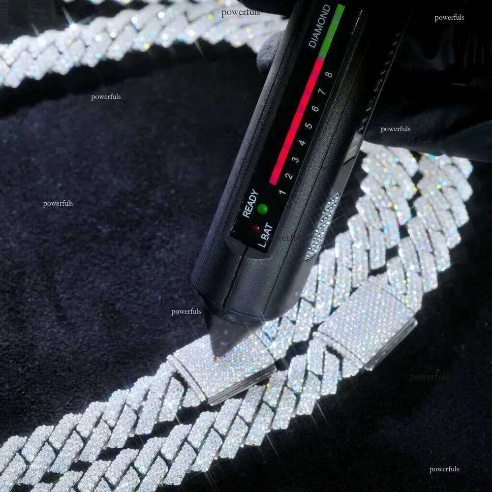 S VVS Moissanite 10MM Prong Cuban Link Chain Sterling Sier Pass Test Lab Dia Necklace Valentines Day Gift For Him