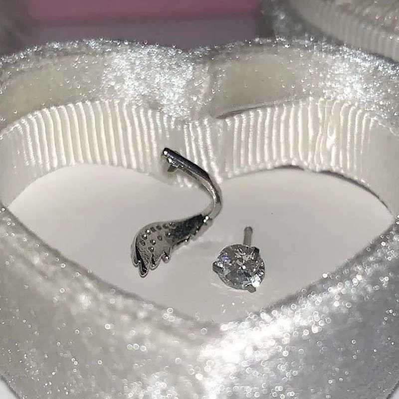 Fashion Zircon Wing Ear Bone Nail for Women Luxury Silver Color Metal Shiny Crystal Temperament Earrings Wedding Jewelry Gifts XJ250718