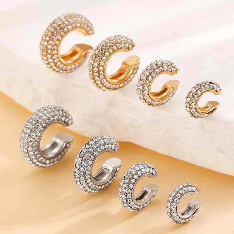 1Pcs Gold Color C Shape Round Cartilage Clip Earrings For Women Luxury Crystal Fake No Pierced Geometric Ear Cuff JewelryXJ250718