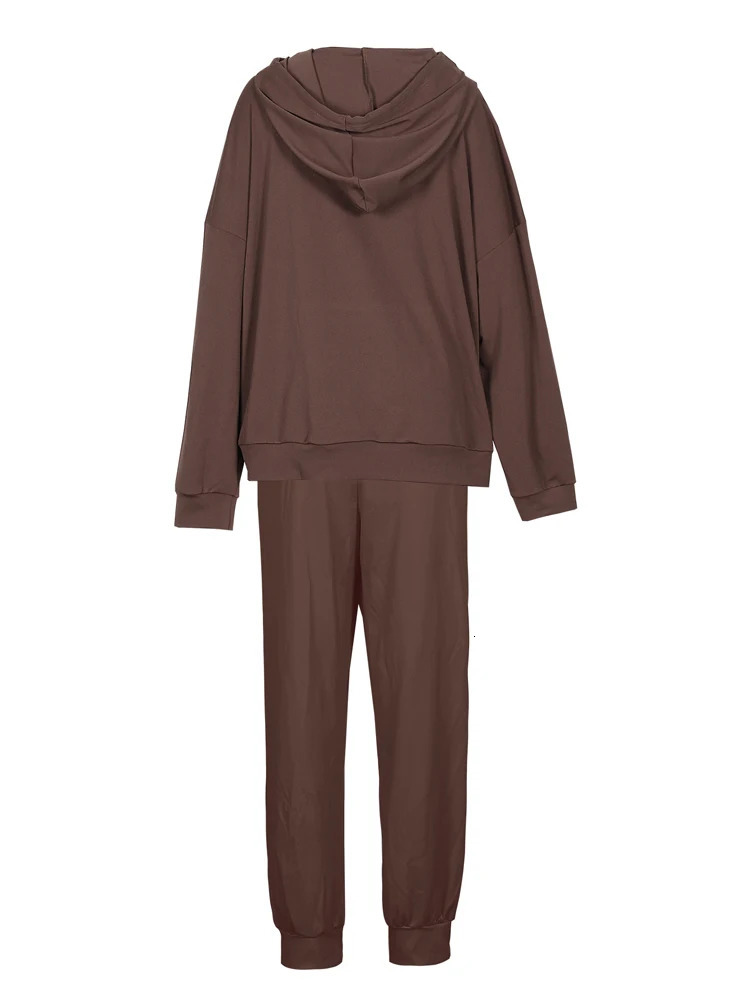 plus Size Womens Hooded Long Sleeve Letter Patterned Casual Suit Loose Fit Pants Set XL-5XL Autumn Winter Collection 250714