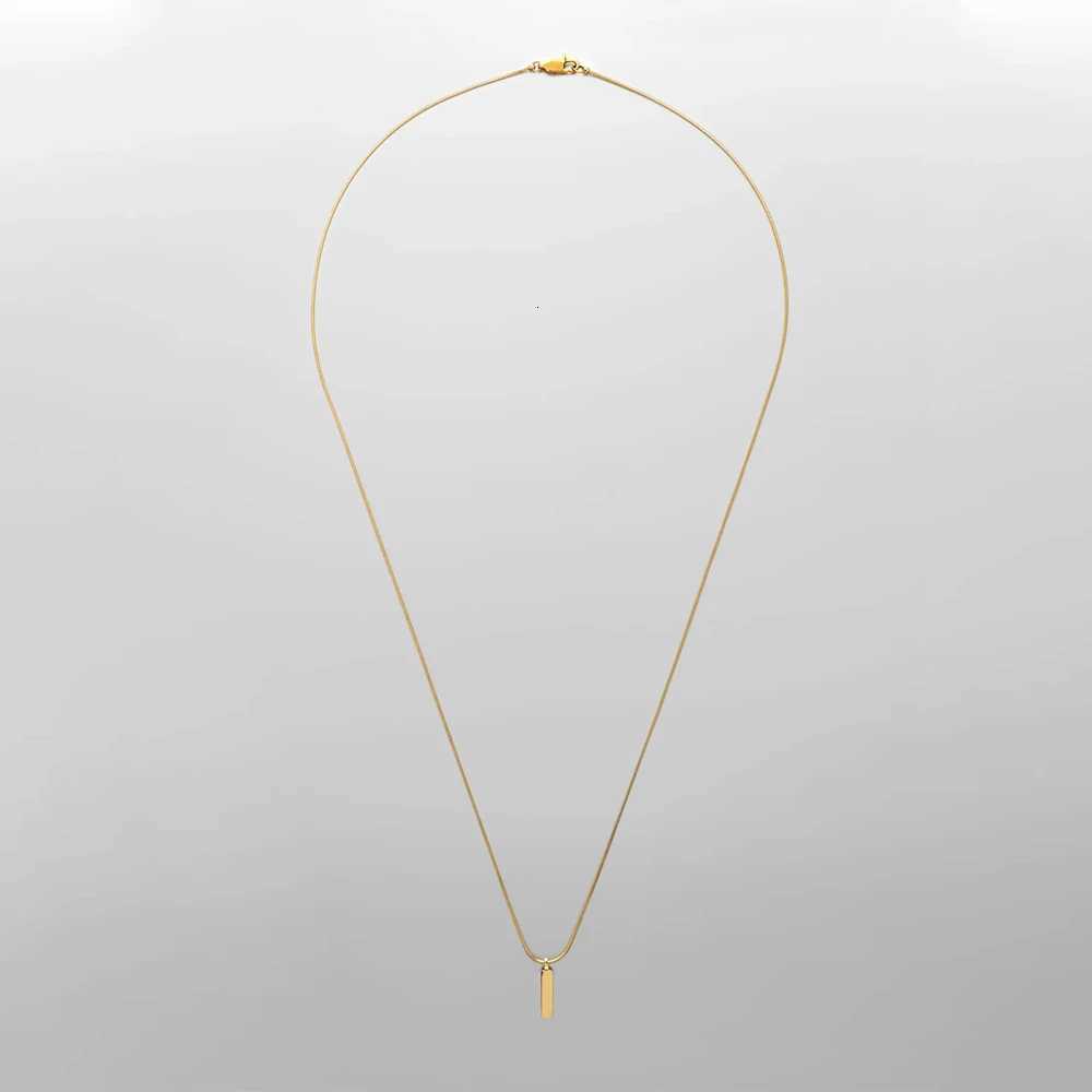 ELANDIS Mens Square Pendant Stainss steel Short Gold-Plated Necklace Whosa W250718