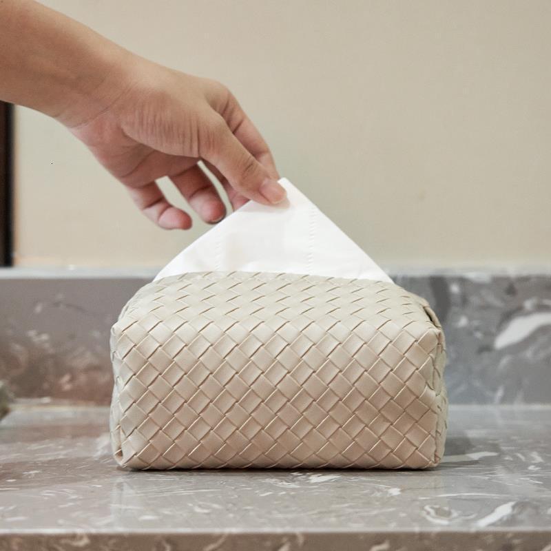 Woven Living Room Light Leather Tissue High-end Home Coffee Table Napkin Storage Box ddmythur