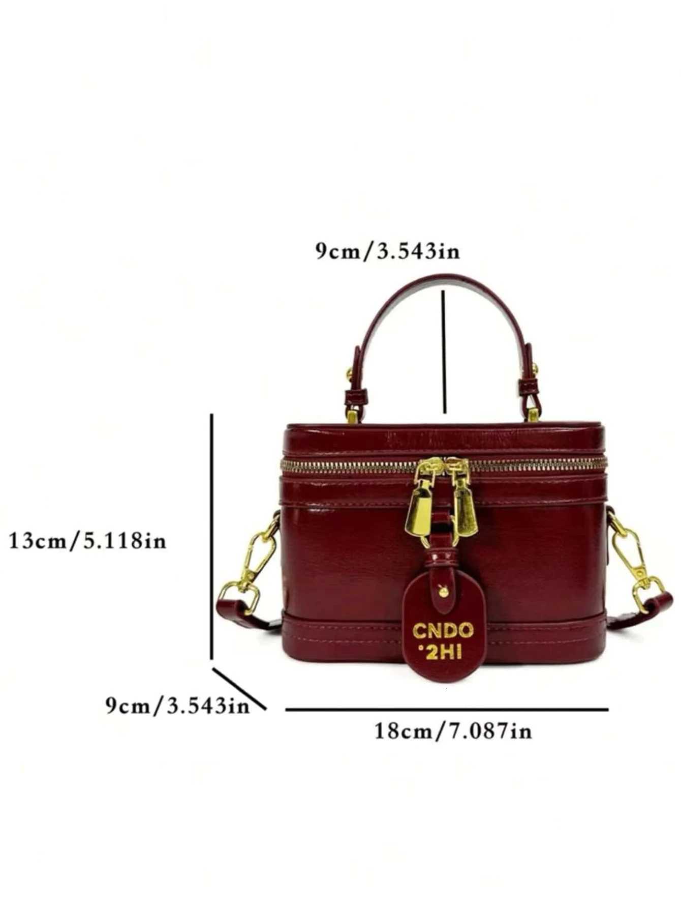 Vintage Leather Tote Bag with Gold Zippers Adjustable Straps - Red/Black/Varnish Red Multi-Color Optical Glossy Finish Crossbody Y250718