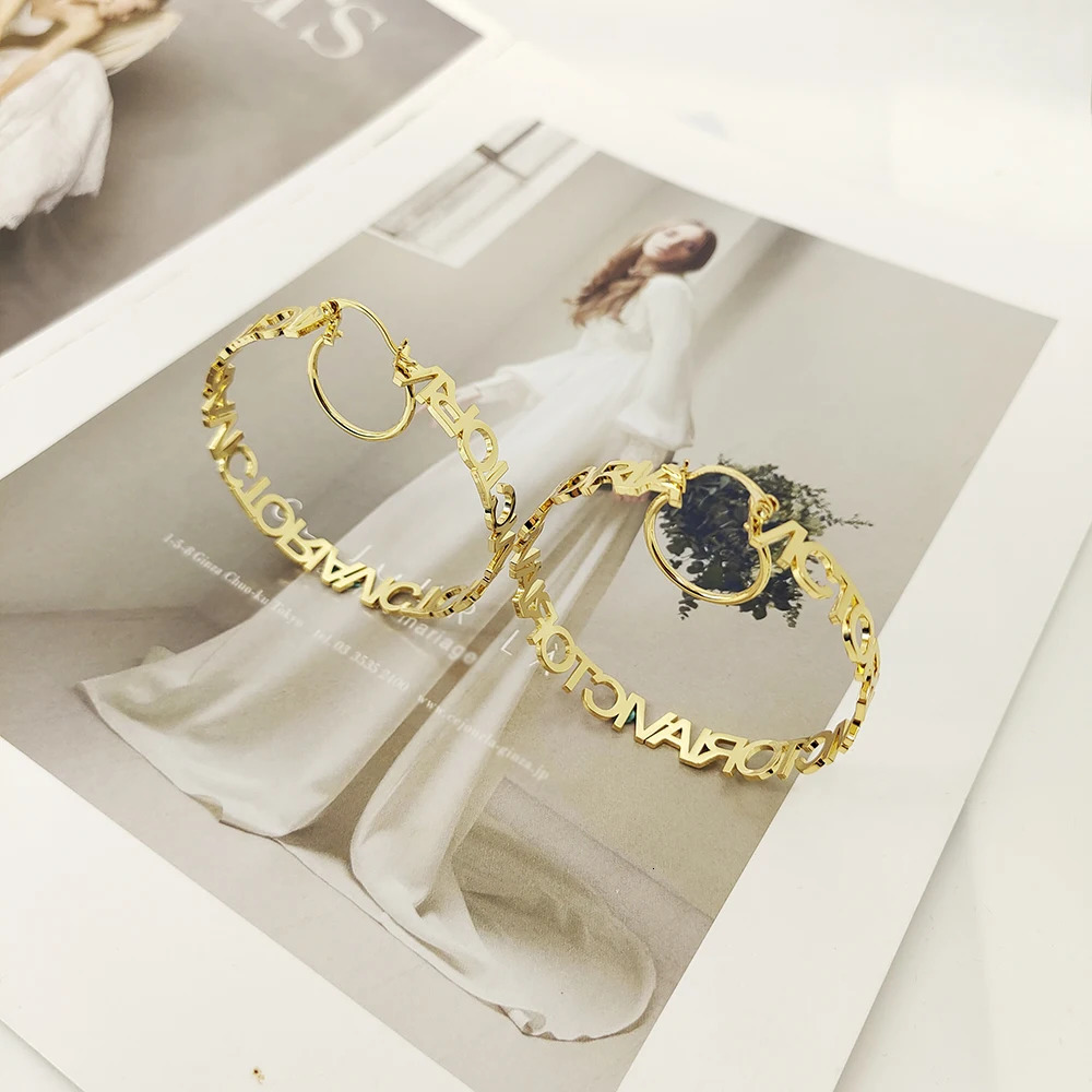 DODOAI 40mm-90mm Hoop Name Earrings Customize Name Earrings Hoop Stainless Steel Customized Personalized Jewelry with Gift Box 250716