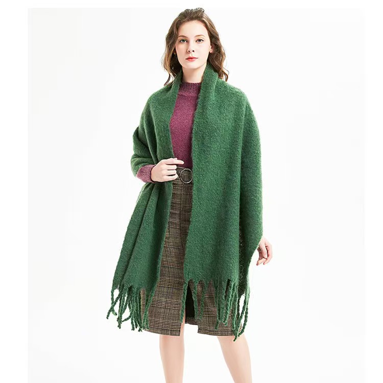 K1405 European and American autumn and winter new thick tassel circle sand solid color scarf ladies thick shawl manufacturers wholesale