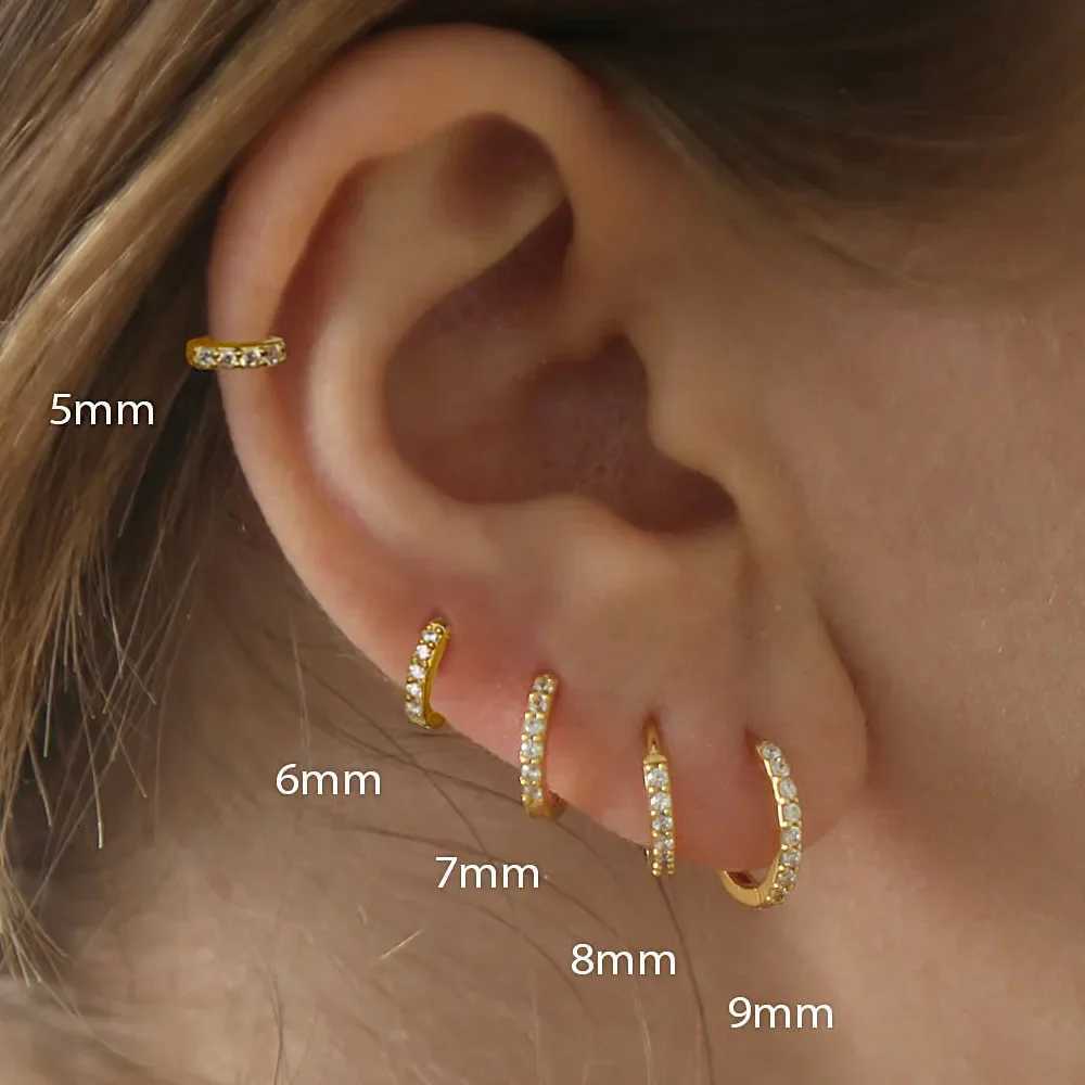 2PC/Set Stainless Steel Minimal Hoop Earrings Crystal Zirconia Small Huggie Thin Cartilage Earring Helix Tragus Piercing Jewelry XJ250718