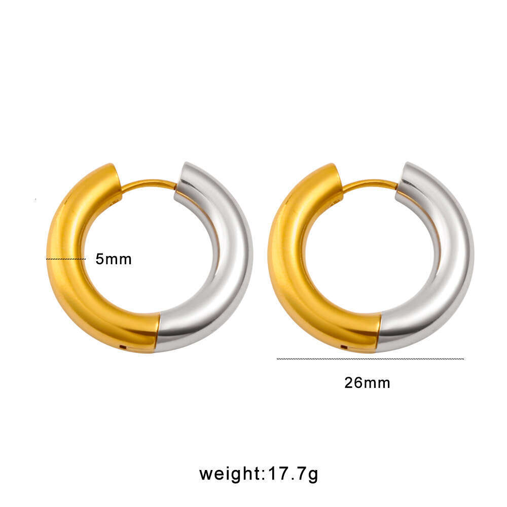 Summer Hot Sale Fashion Stainless Steel Gold and Sier Two-tone Conch Stud C-shaped Round Earrings for Women