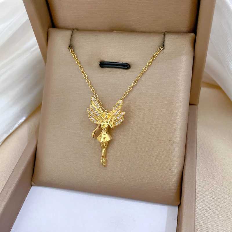 Fashion Romantic Fairy Pendant Necklaces for Women Girls Stainless Steel Jewelry Accessories Gifts for Lovers W250718