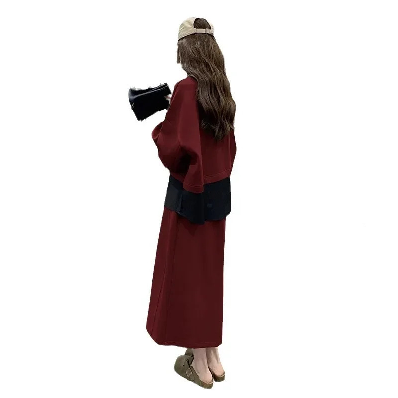Plus Size Plus Size Hoodie Skirt Set Womens Fashion Slimming Dress Cover Belly Two Piece Set for Heavy Girls up to 300 Pounds 250714
