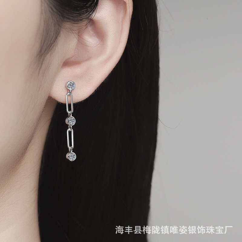 S Pure Sier Bubble Tassel 60 Points Moissanite Earrings for Women 6f1