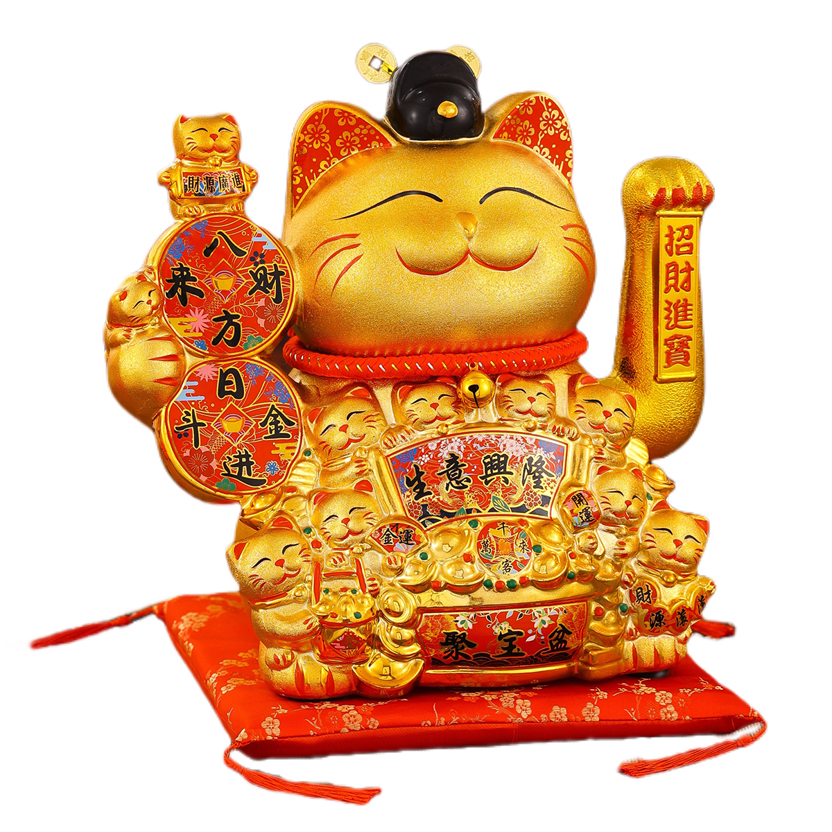 Lifelike Ceramic Cat Sculpture - Artisan Crafted with Realistic Movements and Elegant Gold Plated Details