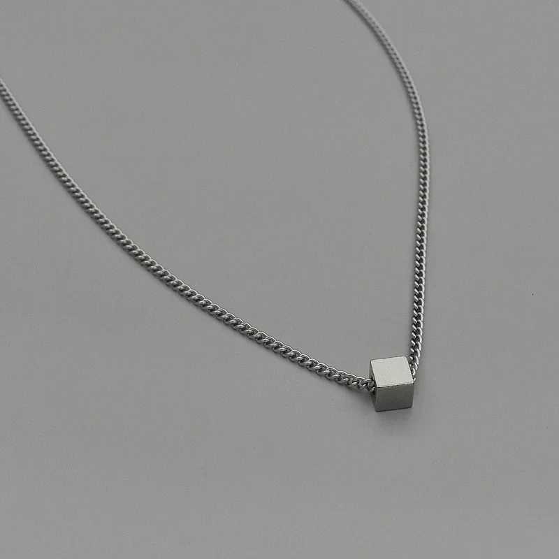 Stainss Steel Necklaces Geetric Square Cube Simplicity Sty Choker Pendant Chain Necklace for Men Wen Jewelry Party W250718