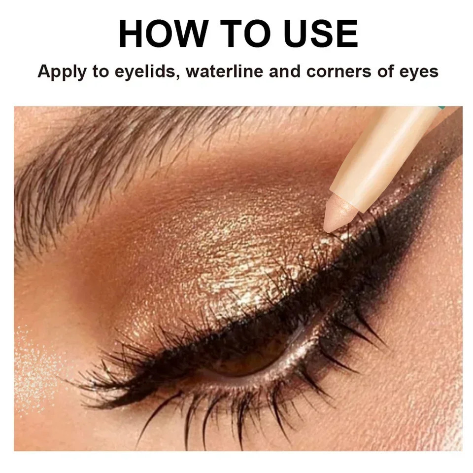 1PC Waterproof Pearlescent Eyeshadow Pencil Stick Lasting Glitter Shimmer Eye Shadow Highlighter Pen Eyes Makeup Tools 250717