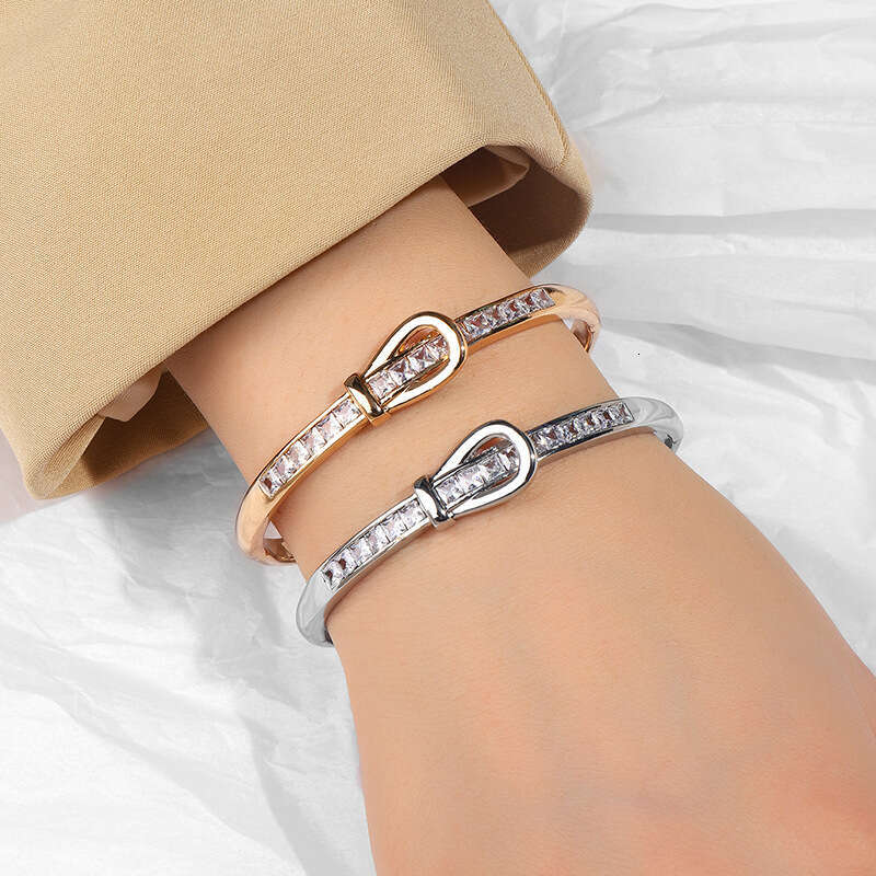 Korean Red High-End Elegant Versatile Ins Style Belt Buckle Bracelet Dia-Studded New Women's