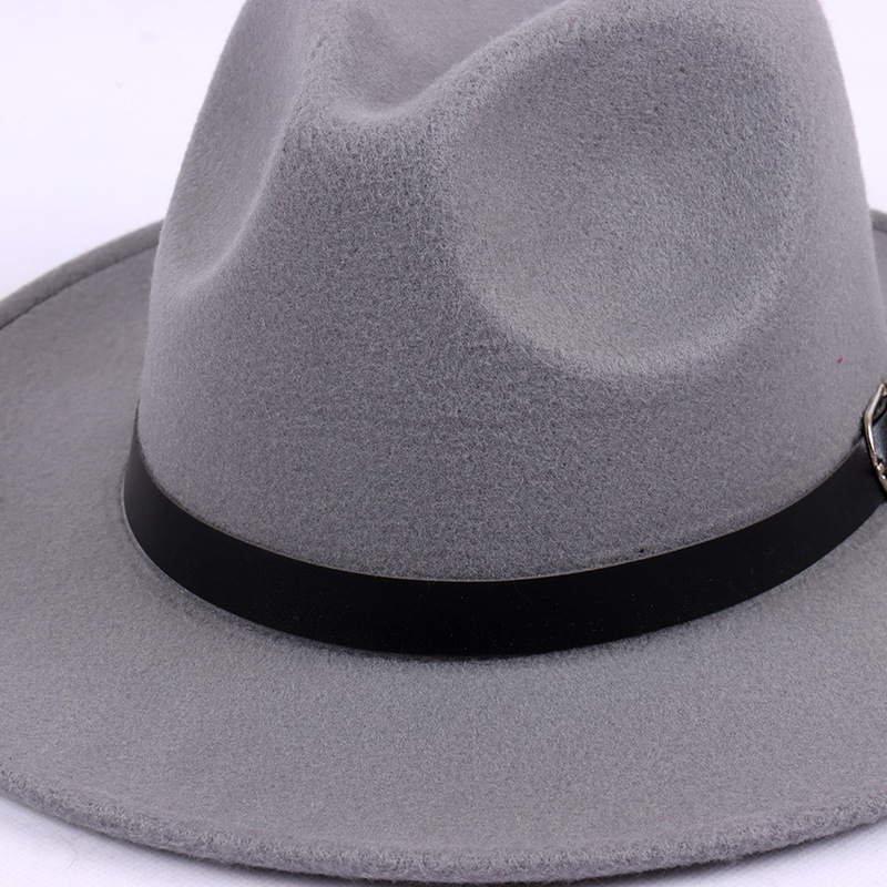 Spot solid color felt hat, British retro jazz hat, men's and women's flat brimmed gentleman's hat, flat top hat wholesale