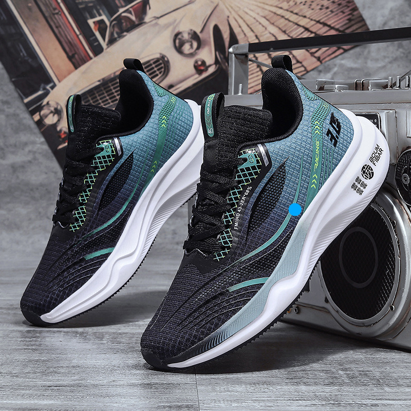 Men's Sports Lightweight Breathable Mesh Shock Absorption Carbon Plate Soft Sole Boys Students Running Shoes