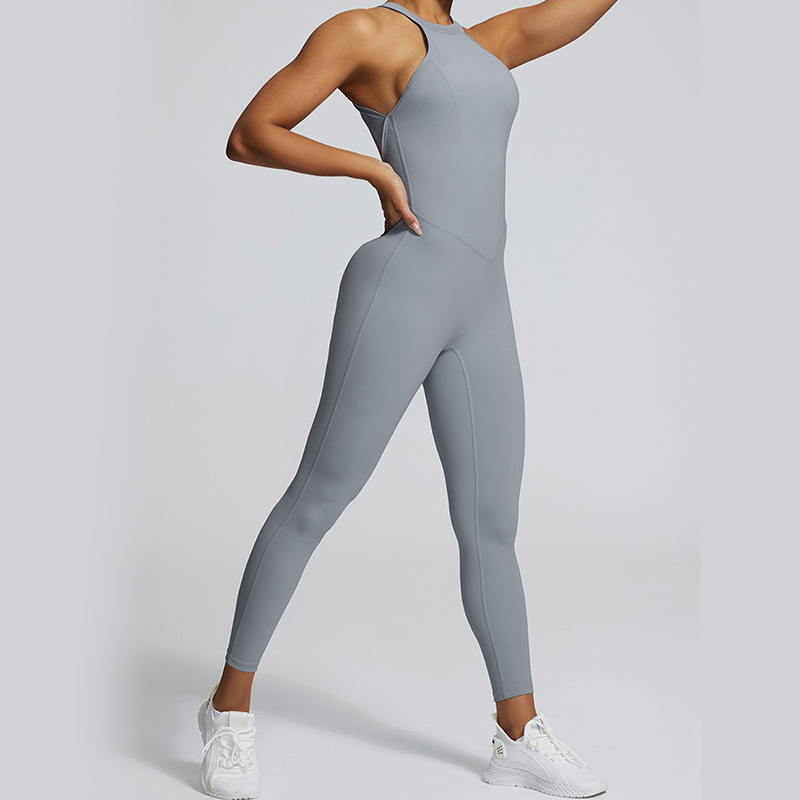 New peach hip backless one-piece yoga clothing outdoor running fitness one-piece tight sports quick-dry jumpsuit