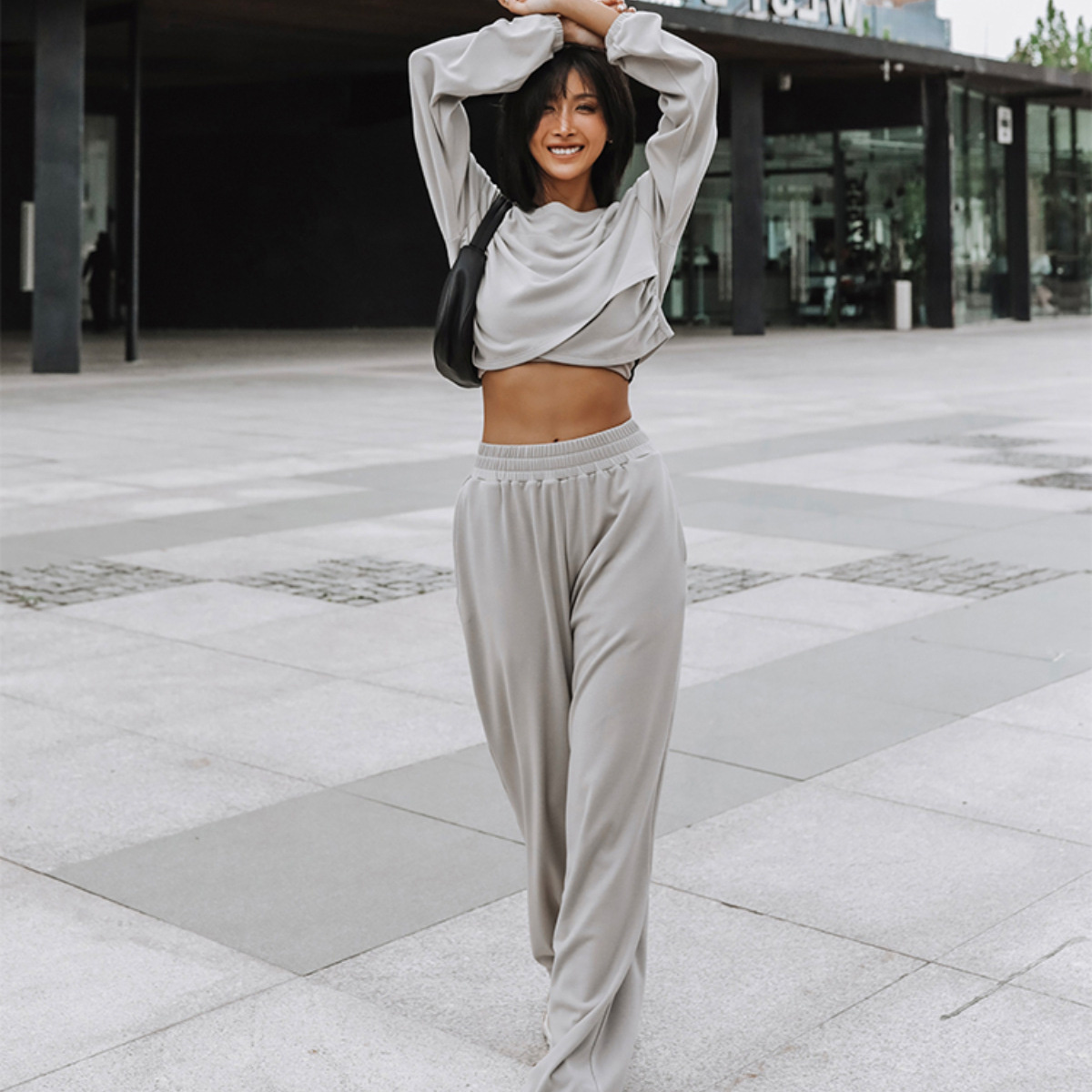 new Free shipping designer hoodie for women Sports fashion casual minimalist hooded sweatshirt set two-piece set