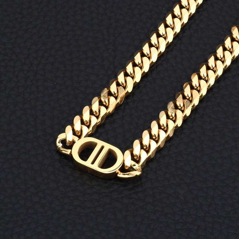 Stainless Jewelry Titanium Steel Double D Clavicle Designer Jewelry Chain Gold Necklace Unisex Couple Niche Bracelet Bangle