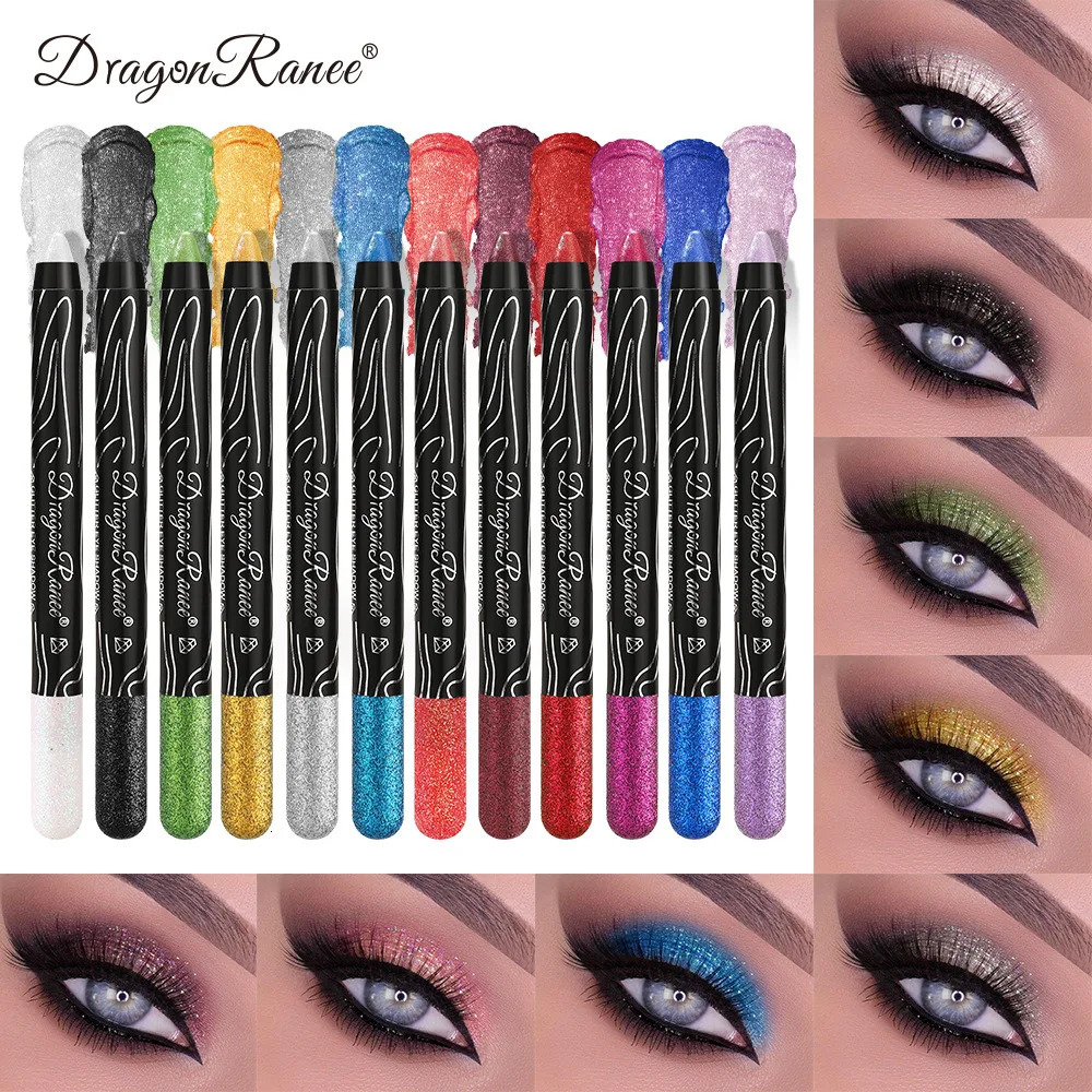 12 Colors Long-lasting Glitter Eyeshadow Pencil Pigment Blue Brown Black Eyeliner Pen Women Fashion Shimmer Eye Shadow Makeup 250717