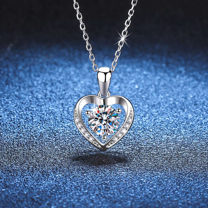 S Pure Necklace Eternal Heart Sier Pendant Moissanite Clavicle Chain for Women Qixi Valentine's Day Gift e9e