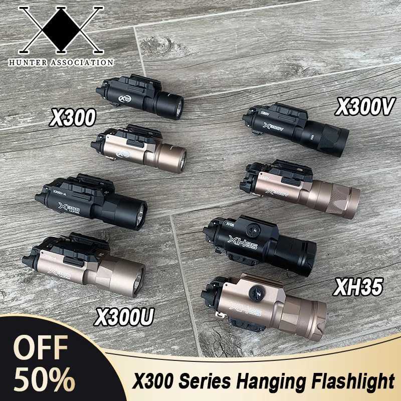 Tactical Surir X300 X300U Ultra X300V XH35 Metal Pistol Gun Strobe D Light Fits 20mm Rail Airsoft Hanging Hunting Flashlight XJ250718