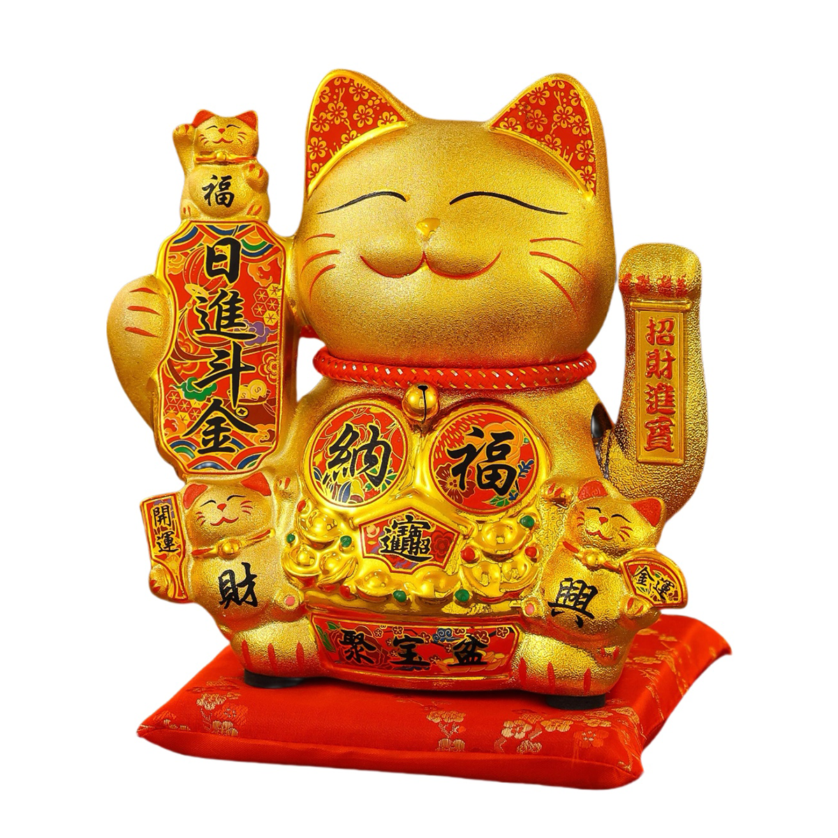 Automatically Waving Golden Lucky Kitty Figure Crafted from Durable Porcelain Material - A Unique Present Choice for Any Occasion
