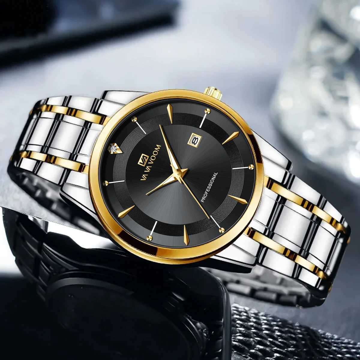 VA VOOM Fashion Mens Watches Waterproof Stainless Steel Business Simple Night Light Date Top Brand Quartz Watch for Men W250718