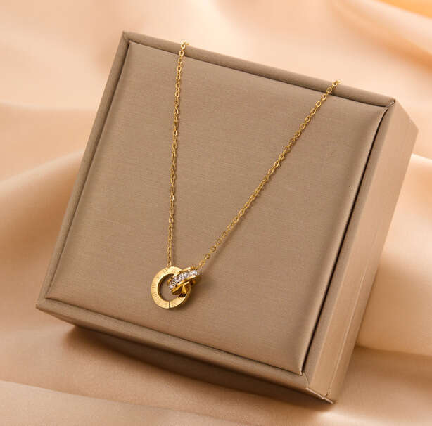 Fashion New Style Dia-Studded Titanium Steel designer Necklace for Women Versatile Ins Internet Celebrity Liht Clavicle Chain Eleant Hih-End Feel