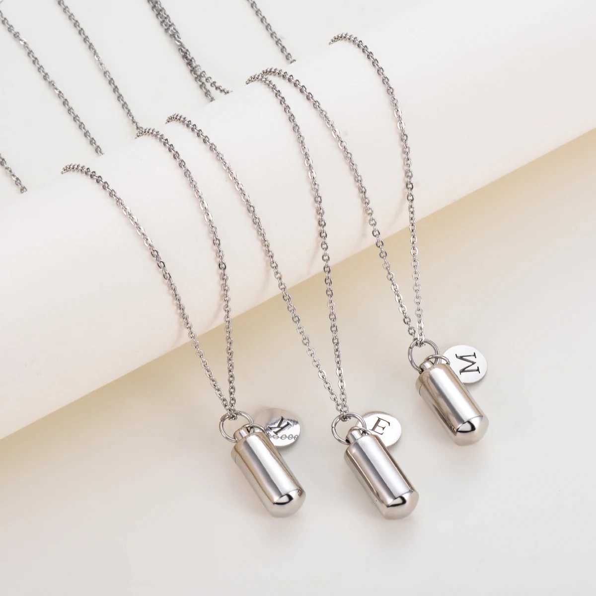 Unisex Cylinder Creation Jewelry Urn Necklace Initial Letter Charm Keepsake for Human Ashes Holder Pendant Memorial Gifts W250718