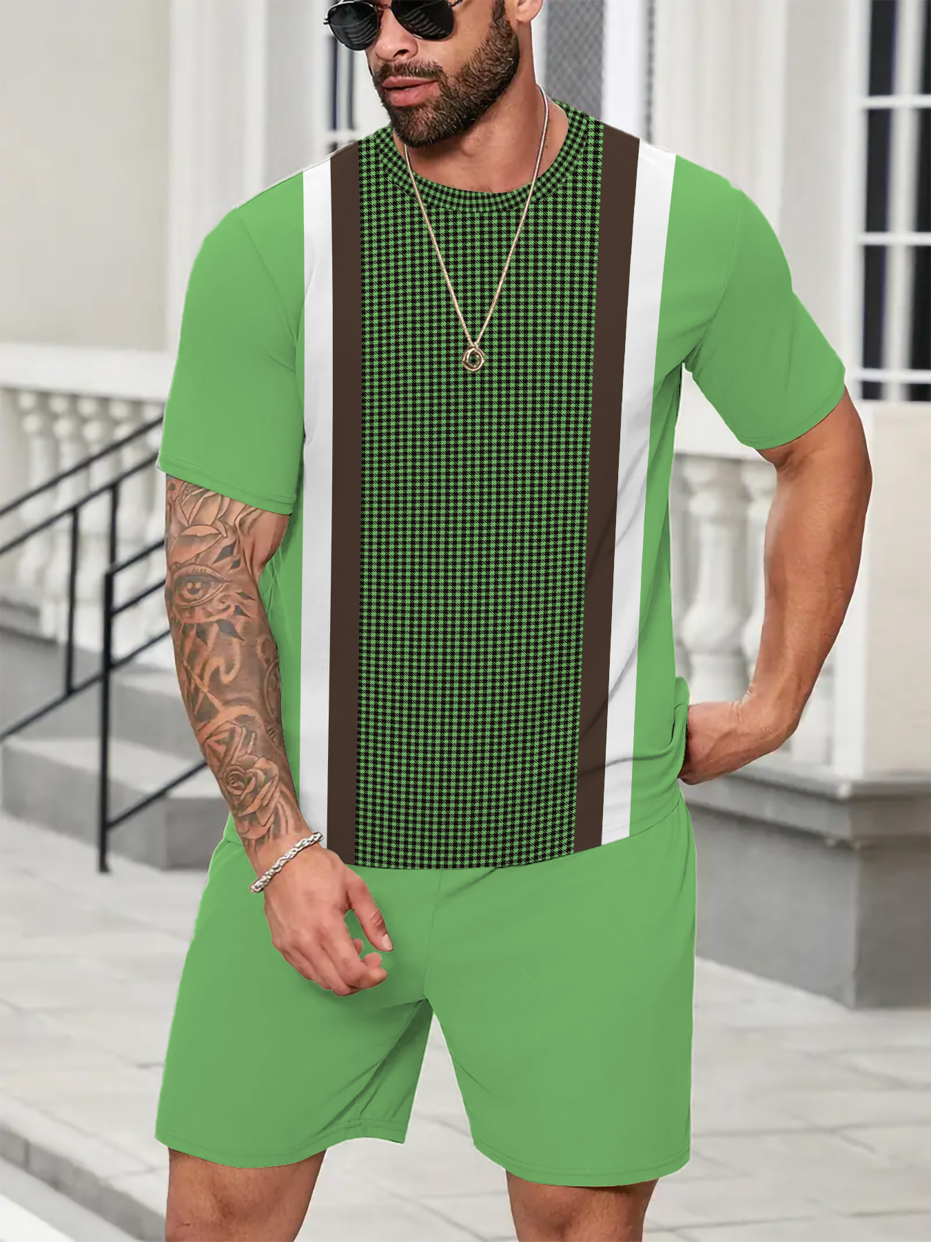 Designer tracksuit man set men sportswear fitness print loose short sleeve shorts 2 in 1 outdoor casual daily wear tracksuits vintage